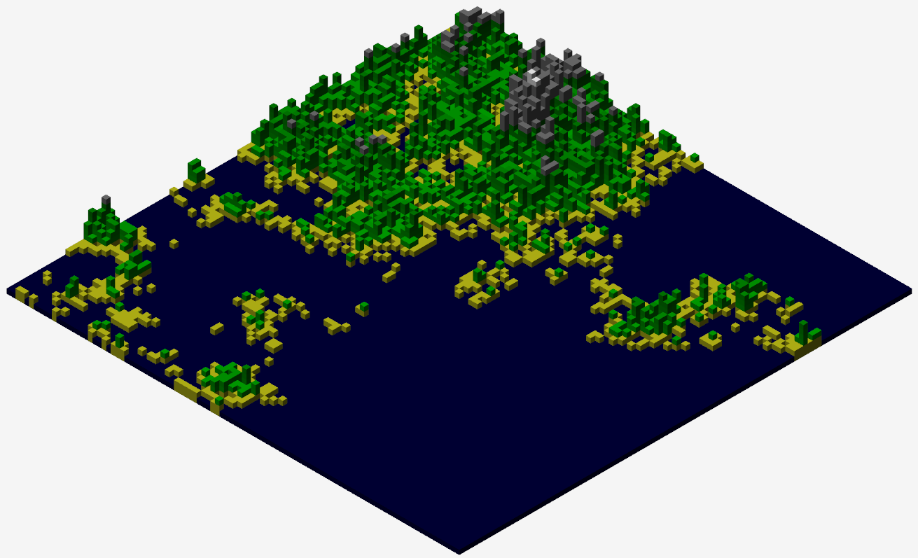 Screenshot of a generated voxel terrain